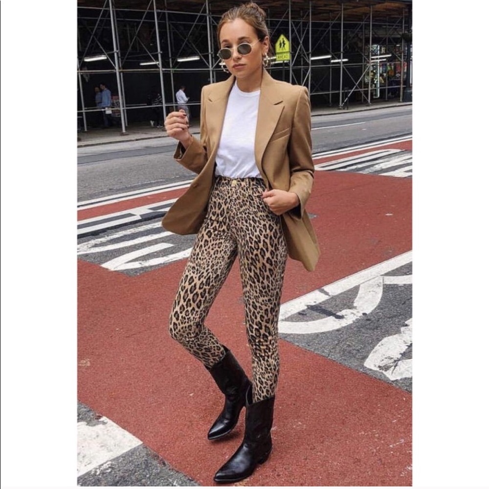 Frame Denim High Rise Leopard Print Jeans